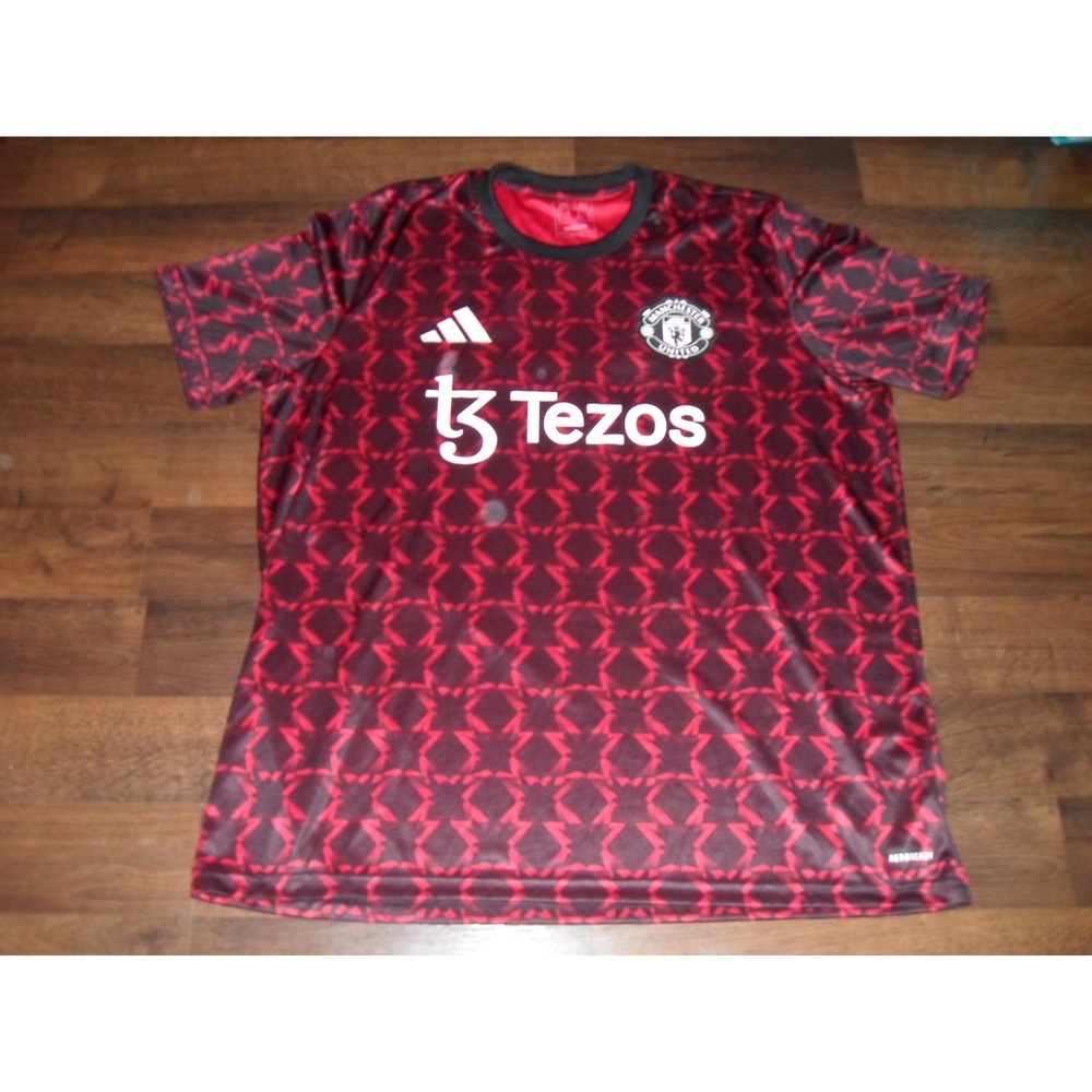 Adidas‎ Soccer Jersey Manchester United Tezos Red Black Aeroready Mens Size XXL